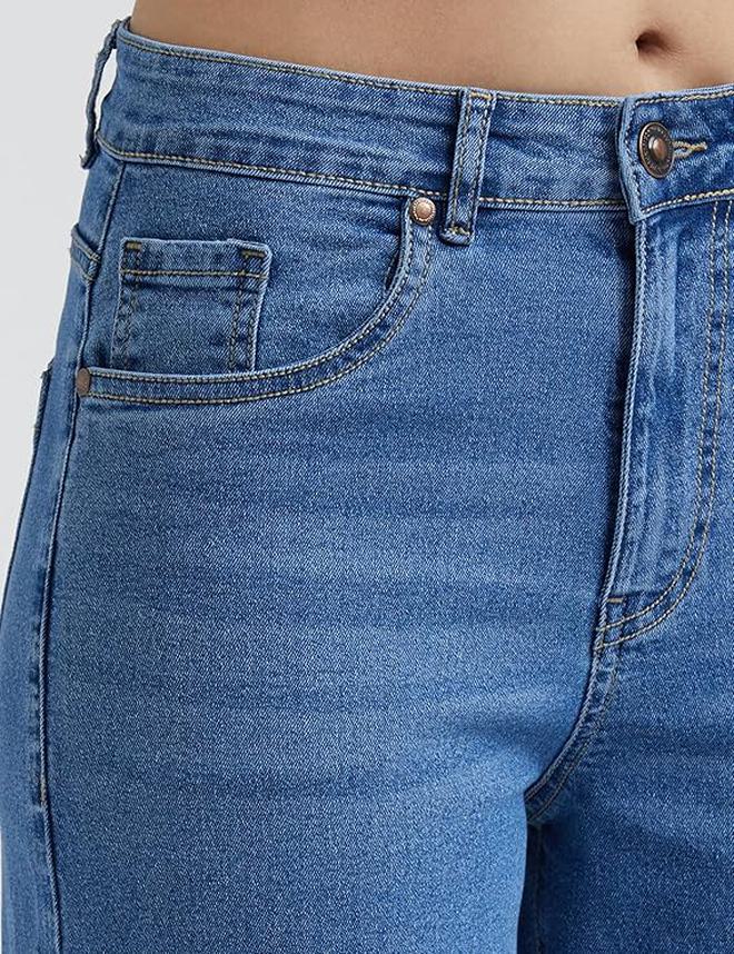 inkd جينز واسع الساق للنساء - ارتفاع عال | قابل للتمدد | غسل الإنزيم | تصميم كلاسيك 5 بوكيتيب | جينز للنساء - Image 5